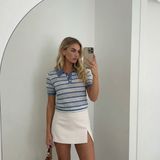 Striped Short Sleeve Knit Polo Top – Slim Fit Casual Shirt