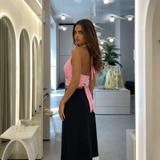 Sheer Hem Midi Skirt for Elegant Minimal Style