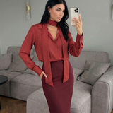 Tie Neck Chiffon Blouse for Elegant Feminine Style