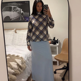 Geometric Print High Neck Blouse – Long Sleeve Statement Top