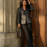 Faux Leather Blazer Jacket for Edgy Chic Style