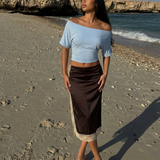 Contrast Hem Midi Skirt for Elegant Modern Style