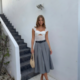 High Waist Pleated Midi Skirt for Elegant Everyday Style