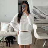 Button Detail Cropped Blazer for Elegant Modern Style