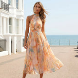 Women's Floral Halter Maxi Dress