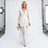 Women's Sheer Lace Maxi Dress