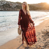 Women's Sheer Lace Maxi Dress