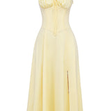 Floral Corset Midi Dress with Adjustable Straps