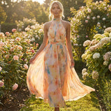 Women's Floral Halter Maxi Dress