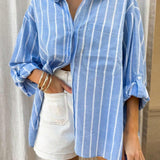 Oversized Striped Linen Shirt for Relaxed Summer Style
