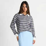 Striped Long Sleeve Polo Shirt – Relaxed Fit Casual Top