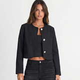 Cropped Button Blazer Jacket for Modern Minimal Style