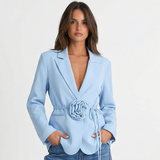 Elegant Belted Blazer Jacket for Sophisticated Tailored Style