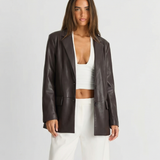 Faux Leather Blazer Jacket for Edgy Chic Style