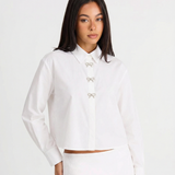Button Detail Cropped Blazer for Elegant Modern Style