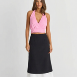 Sheer Hem Midi Skirt for Elegant Minimal Style