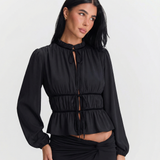 Pleated Belted Blouse for Elegant Structured Style