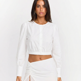 Sheer Cropped Long Sleeve Top for Elegant Minimal Style