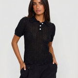 Short Sleeve Knit Polo Top – Textured Slim Fit Shirt
