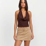 Belted Suede Mini Skirt for Chic Modern Style