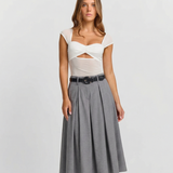 High Waist Pleated Midi Skirt for Elegant Everyday Style