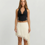 Asymmetrical Fringe Midi Skirt for Elegant Statement Style