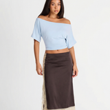 Contrast Hem Midi Skirt for Elegant Modern Style