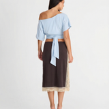 Contrast Hem Midi Skirt for Elegant Modern Style