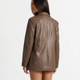 Slim Fit Faux Leather Blazer for Elegant Modern Style