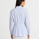 Pleated Waist Button Shirt for Elegant Feminine Style