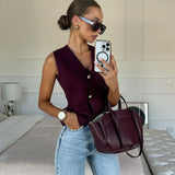 Women's Sleeveless V-Neck Knit Ves