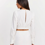 Sheer Cropped Long Sleeve Top for Elegant Minimal Style