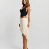 Asymmetrical Fringe Midi Skirt for Elegant Statement Style