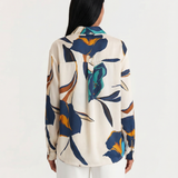 Abstract Print Button Shirt for Artistic Chic Style