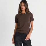 Contrast Trim Crew Neck T-Shirt for Casual Chic Style
