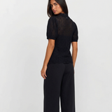 Short Sleeve Knit Polo Top – Textured Slim Fit Shirt