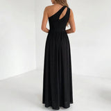 Women's One-Shoulder High Slit Maxi Dress