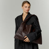 Large Woven Faux Leather Tote Bag