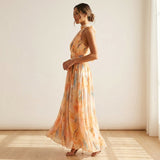 Women's Floral Halter Maxi Dress