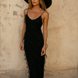 Women's Strapless Ruffle Maxi Dress