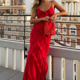 Women's Strapless Ruffle Maxi Dress