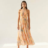 Women's Floral Halter Maxi Dress