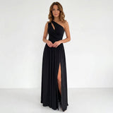 Women's One-Shoulder High Slit Maxi Dress
