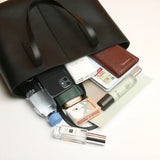 Black Minimalist Faux Leather Tote Bag