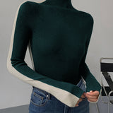 Women's Ribbed Turtleneck Knit Top