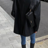 Oversized Faux Leather Blazer for Effortless Street Style