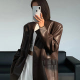 Oversized Faux Leather Blazer for Effortless Street Style