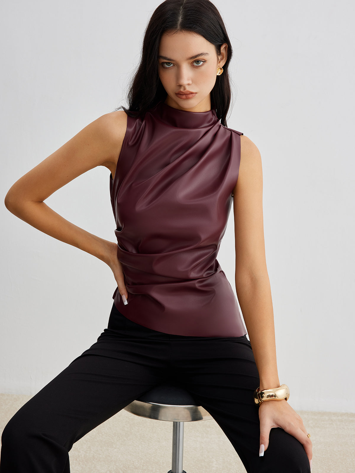 Sleeveless High Neck Top for Sleek Modern Style
