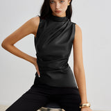 Sleeveless High Neck Top for Sleek Modern Style