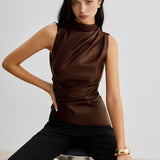 Sleeveless High Neck Top for Sleek Modern Style